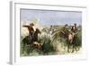 Cowboys Cutting Out Cattle to Drive a Herd from Texas to Kansas, c.1870-null-Framed Giclee Print