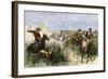 Cowboys Cutting Out Cattle to Drive a Herd from Texas to Kansas, c.1870-null-Framed Giclee Print