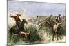 Cowboys Cutting Out Cattle to Drive a Herd from Texas to Kansas, c.1870-null-Mounted Giclee Print