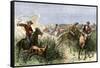 Cowboys Cutting Out Cattle to Drive a Herd from Texas to Kansas, c.1870-null-Framed Stretched Canvas