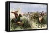 Cowboys Cutting Out Cattle to Drive a Herd from Texas to Kansas, c.1870-null-Framed Stretched Canvas