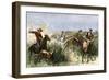 Cowboys Cutting Out Cattle to Drive a Herd from Texas to Kansas, c.1870-null-Framed Giclee Print