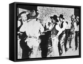 Cowboys Drinking in a Texas Saloon, C.1890-null-Framed Stretched Canvas
