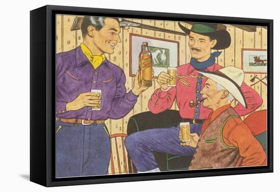 Cowboys Drinking Whiskey-null-Framed Stretched Canvas