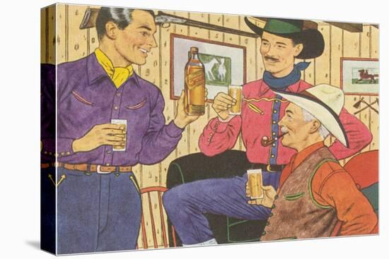 Cowboys Drinking Whiskey-null-Stretched Canvas