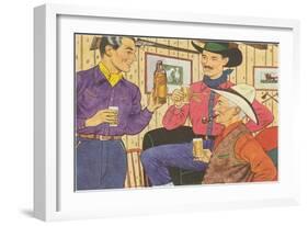 Cowboys Drinking Whiskey-null-Framed Art Print