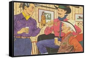 Cowboys Drinking Whiskey-null-Framed Stretched Canvas