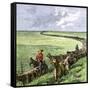 Cowboys Driving a Cattle Herd from Texas to Kansas on the Chilsholm Trail 1870-null-Framed Stretched Canvas