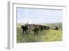 Cowboys Driving a Longhorn Herd on the Great Cattle Trail 1800-null-Framed Giclee Print