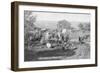 Cowboys Eating around a Campsite Photograph - South Dakota-Lantern Press-Framed Art Print