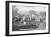 Cowboys Eating around a Campsite Photograph - South Dakota-Lantern Press-Framed Art Print