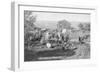 Cowboys Eating around a Campsite Photograph - South Dakota-Lantern Press-Framed Art Print