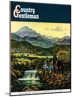 "Cowboys Fishing in Stream," Country Gentleman Cover, June 1, 1950-Peter Hurd-Mounted Giclee Print