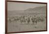 Cowboys Herding Cattle-R.M. Davis-Framed Art Print