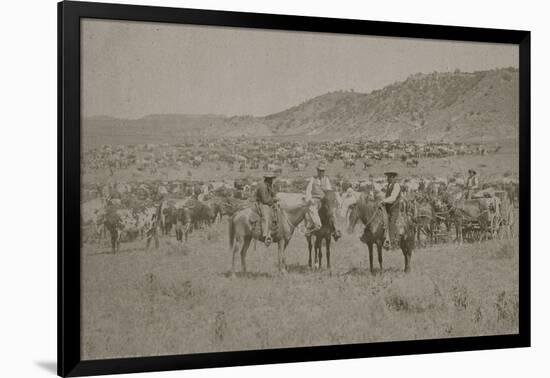 Cowboys Herding Cattle-R.M. Davis-Framed Art Print