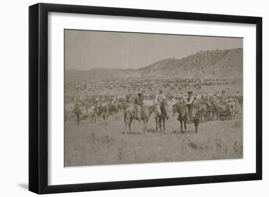 Cowboys Herding Cattle-R.M. Davis-Framed Premium Giclee Print