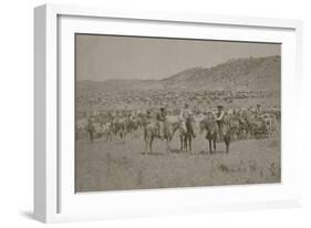 Cowboys Herding Cattle-R.M. Davis-Framed Premium Giclee Print