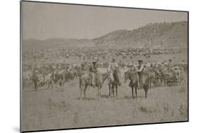 Cowboys Herding Cattle-R.M. Davis-Mounted Premium Giclee Print