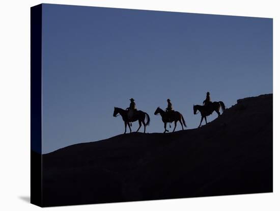 Cowboys in Silhouette-Terry Eggers-Stretched Canvas