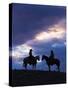 Cowboys in Silouette with Sunset-Terry Eggers-Stretched Canvas