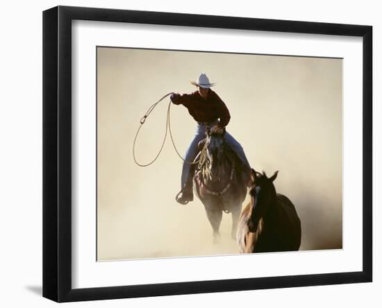 Cowboys Lassoing on the Range-DLILLC-Framed Photographic Print