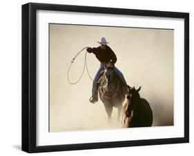 Cowboys Lassoing on the Range-DLILLC-Framed Photographic Print