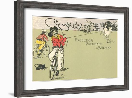 Cowboys on Bicycles-null-Framed Art Print