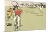 Cowboys on Bicycles-null-Mounted Art Print