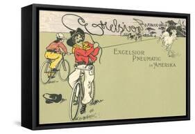 Cowboys on Bicycles-null-Framed Stretched Canvas