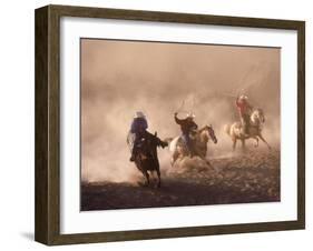 Cowboys on Horse, Rock Springs Ranch, Bend, OR-David Carriere-Framed Photographic Print