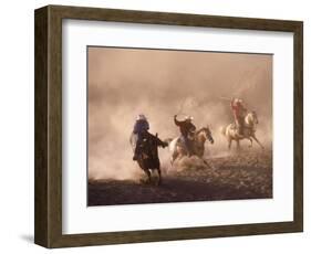 Cowboys on Horse, Rock Springs Ranch, Bend, OR-David Carriere-Framed Photographic Print