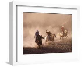 Cowboys on Horse, Rock Springs Ranch, Bend, OR-David Carriere-Framed Photographic Print