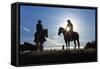 Cowboys on Horses, Sunrise, British Colombia, Canada-Peter Adams-Framed Stretched Canvas