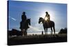 Cowboys on Horses, Sunrise, British Colombia, Canada-Peter Adams-Stretched Canvas