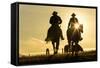 Cowboys on Horses, Sunrise, British Colombia, Canada-Peter Adams-Framed Stretched Canvas