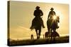 Cowboys on Horses, Sunrise, British Colombia, Canada-Peter Adams-Stretched Canvas