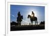 Cowboys on Horses, Sunrise, British Colombia, Canada-Peter Adams-Framed Photographic Print