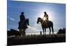 Cowboys on Horses, Sunrise, British Colombia, Canada-Peter Adams-Mounted Photographic Print