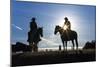 Cowboys on Horses, Sunrise, British Colombia, Canada-Peter Adams-Mounted Photographic Print