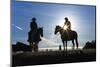 Cowboys on Horses, Sunrise, British Colombia, Canada-Peter Adams-Mounted Photographic Print