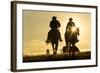 Cowboys on Horses, Sunrise, British Colombia, Canada-Peter Adams-Framed Photographic Print