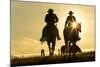 Cowboys on Horses, Sunrise, British Colombia, Canada-Peter Adams-Mounted Photographic Print