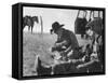 Cowboys on Long Cattle Drive from S. Dakota to Nebraska-Grey Villet-Framed Stretched Canvas