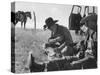Cowboys on Long Cattle Drive from S. Dakota to Nebraska-Grey Villet-Stretched Canvas