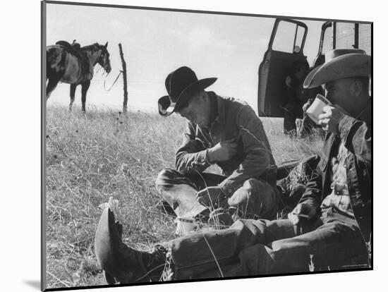 Cowboys on Long Cattle Drive from S. Dakota to Nebraska-Grey Villet-Mounted Photographic Print