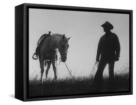 Cowboys on Long Cattle Drive from S. Dakota to Nebraska-Grey Villet-Framed Stretched Canvas