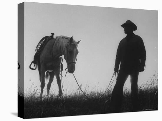 Cowboys on Long Cattle Drive from S. Dakota to Nebraska-Grey Villet-Stretched Canvas