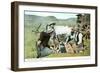 Cowboys Playing Cards-null-Framed Art Print