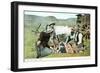 Cowboys Playing Cards-null-Framed Art Print