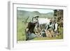 Cowboys Playing Cards-null-Framed Art Print